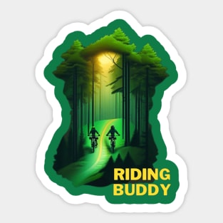 riding buddy mountain biking Sticker